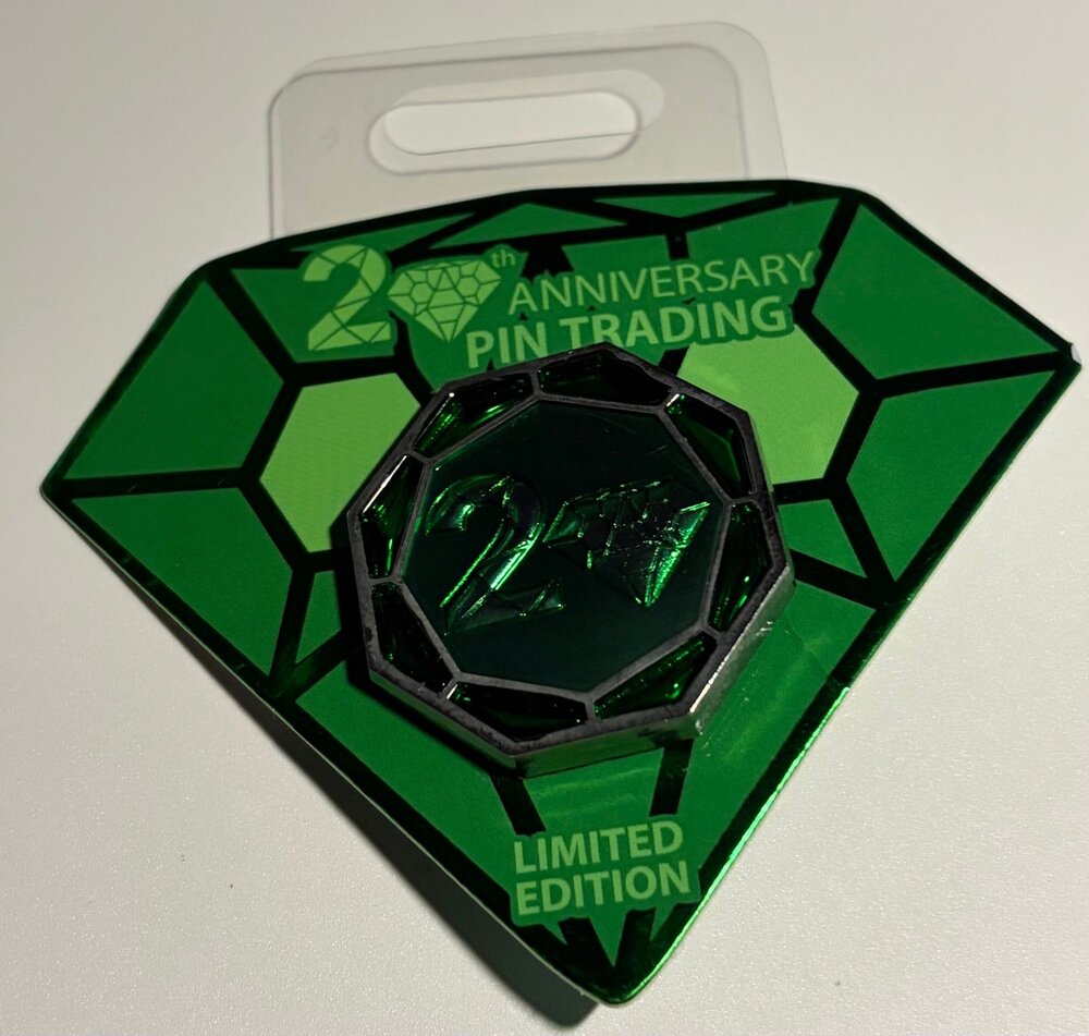 2020 Disney Store 20th Anniversary LE Pin Trading Countdown Emerald Green Pin.